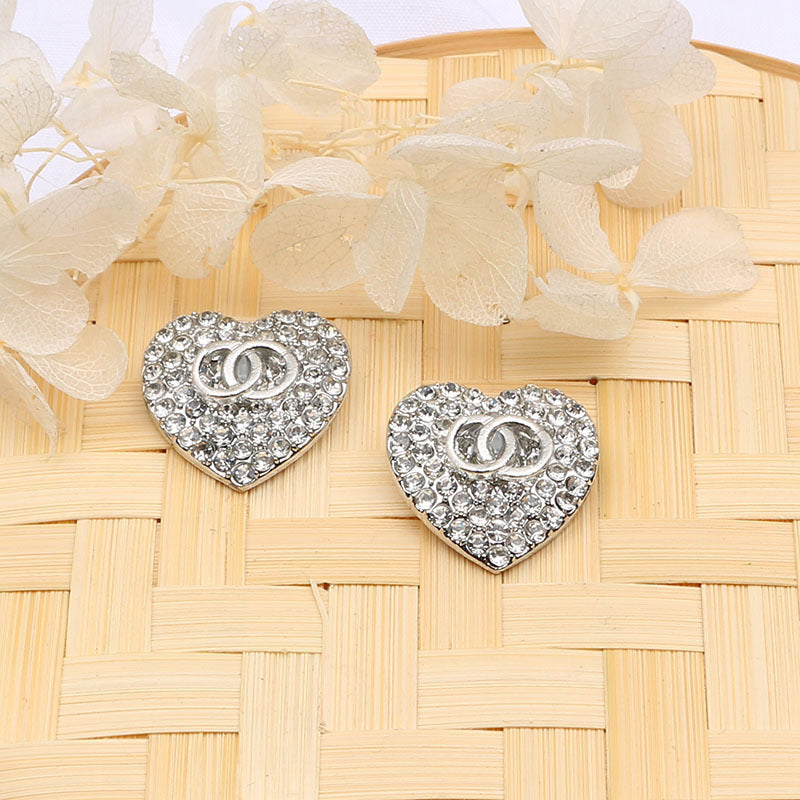 Women's Double Chic Shiny Love Heart Simple Earrings