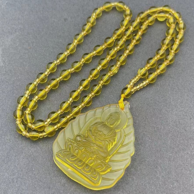 Women's & Men's Ornaments Glaze Yellow God Of Wealth Pendants