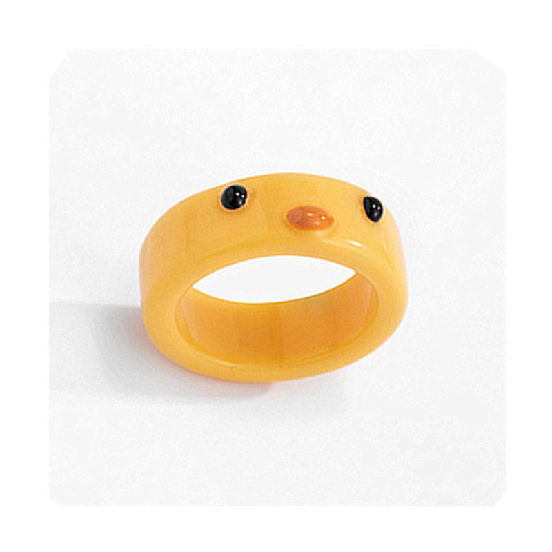 Macaron Color Series Chick Female Three-dimensional Frog Rings