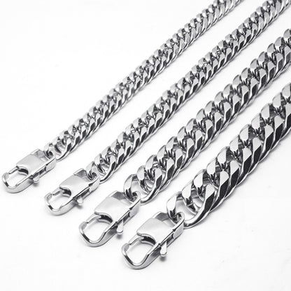 Men's Link Chain Double Buckle Grinding Surface Necklaces