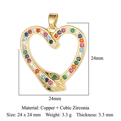 Unicorn Love Heart Color Zirconium Copper Pendants