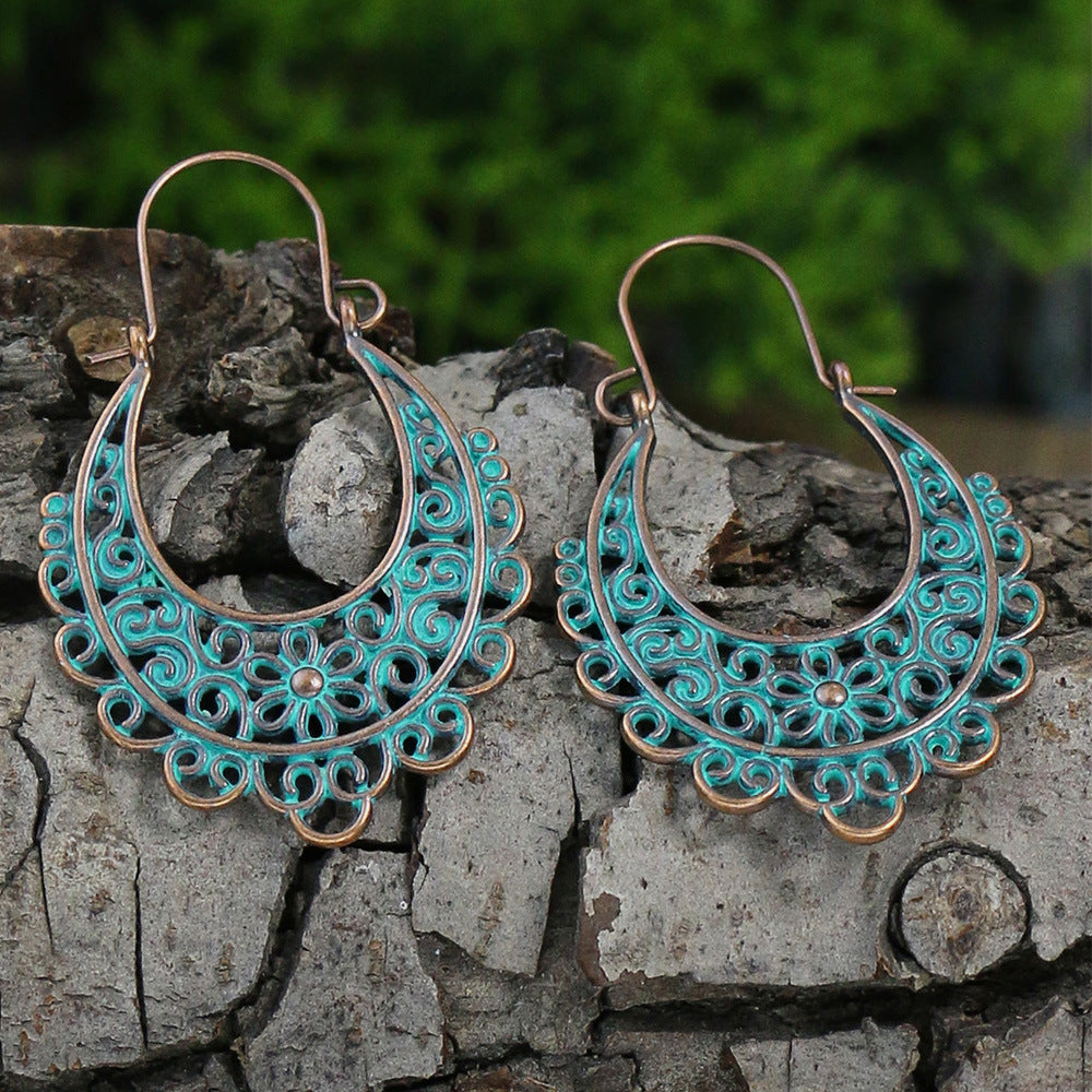 Style Geometric Round Personality Distressed Tribe Earrings