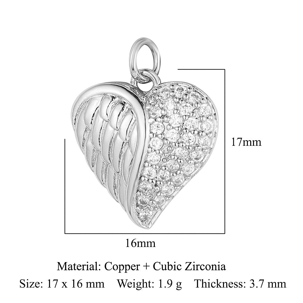 Crown Peach Heart Colorful Love Copper Pendants