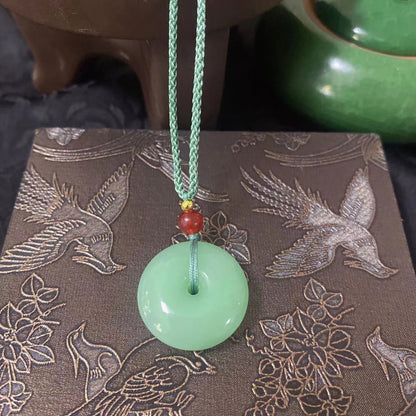 Women's & Men's Natural Jade Peace Buckle Braided Rope Necklaces