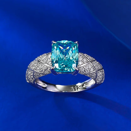 Jewelry Live Sier Paraiba Fat Square Rings