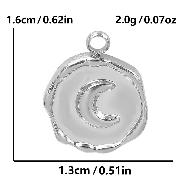 Steel Fashion Irregular Round Titanium Star Moon Love Heart Pendants