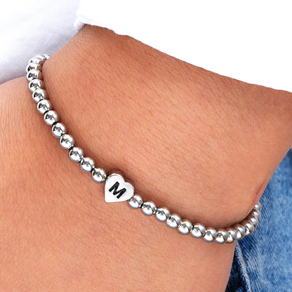 Letters Round Beads Heart-shaped Copper Fashion Bracelets