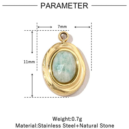 French Retro Flower Geometric Natural Stone Titanium Pendants