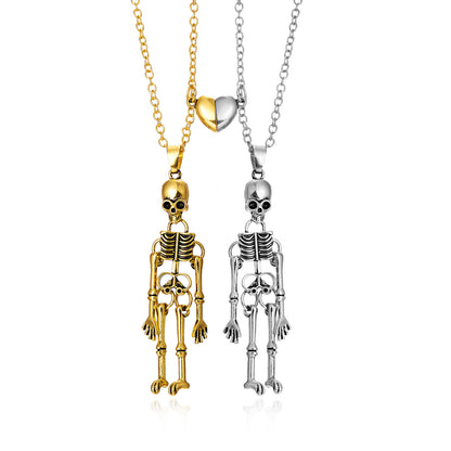 Vintage Skull Ghost Hand In Couple Necklaces