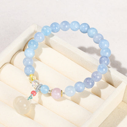 Blue Chalcedony White Jade Pumpkin Beads Bracelets