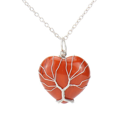 Peach Heart Natural Stone Heart-shaped Pink Necklaces