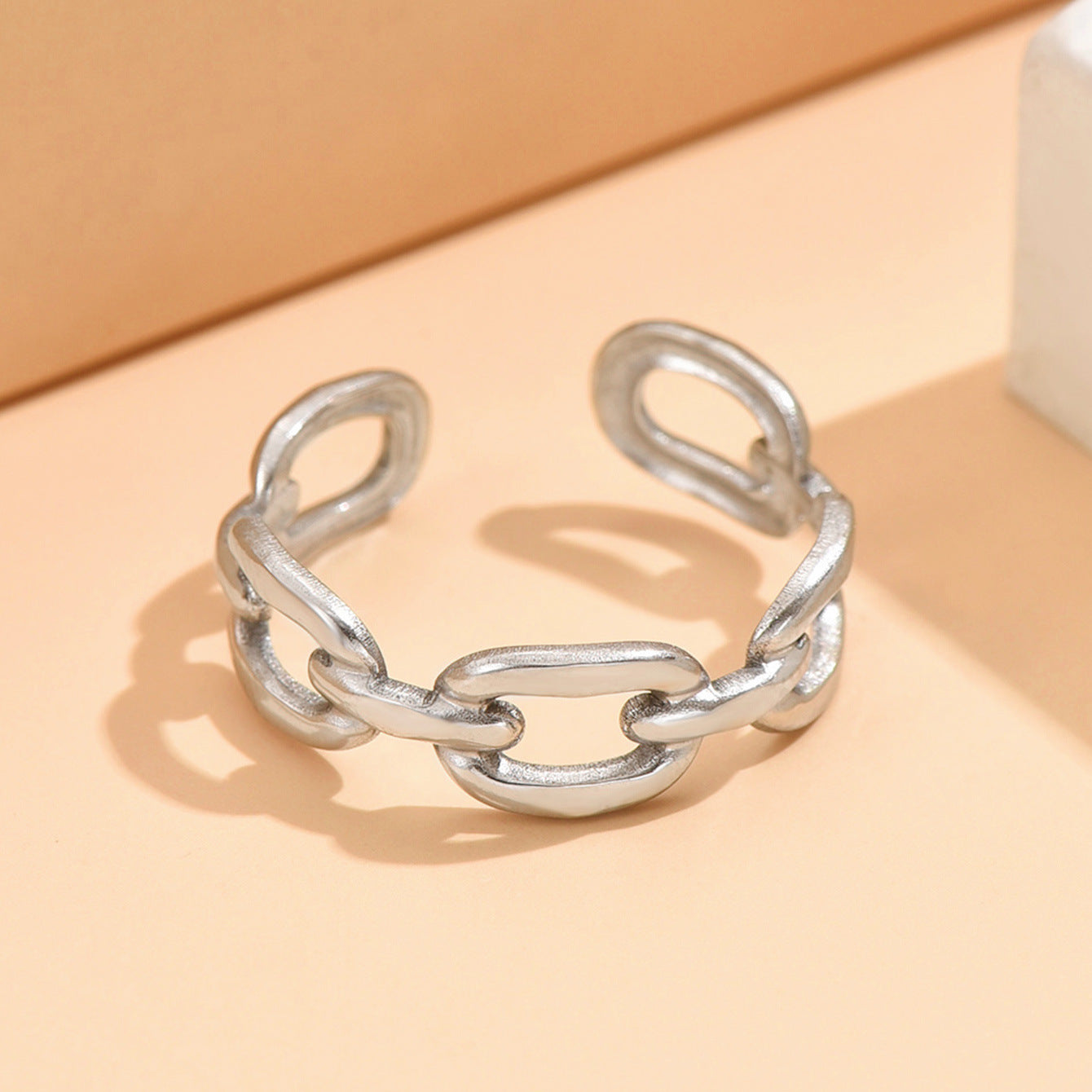 Style Chain Adjustable Opening Stainless Steel Personality Rings