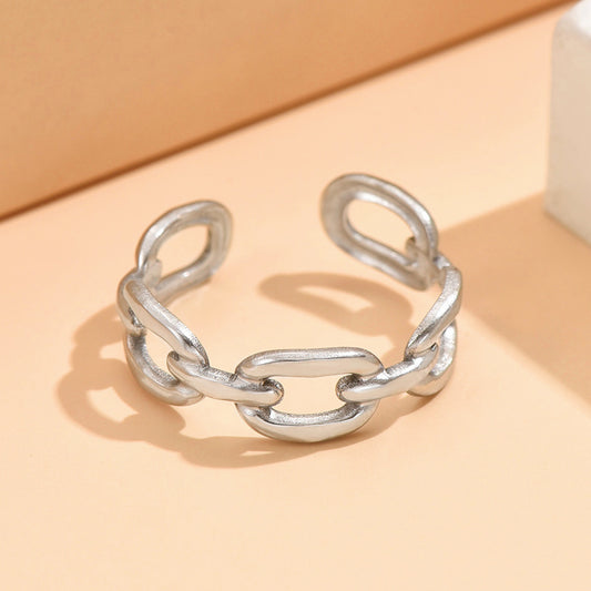 Style Chain Adjustable Opening Stainless Steel Personality Rings