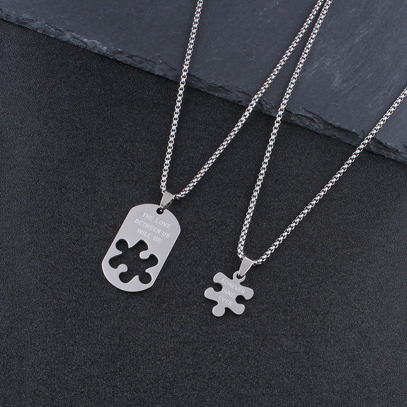 Women's & Men's Titanium Steel Puzzle Set Stainless Hip Pendants