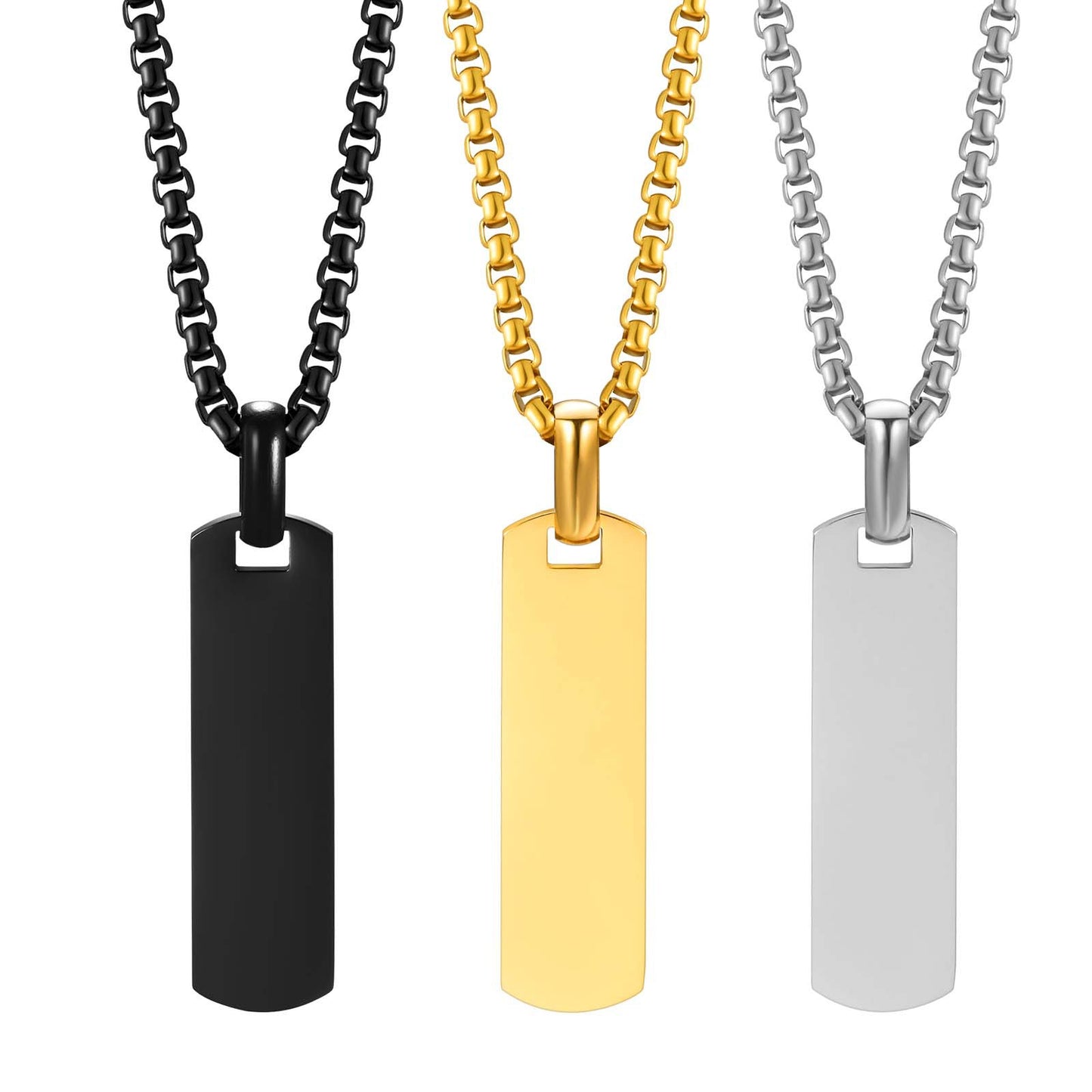 Stainless Steel Glossy Tag Black Carved Pendants