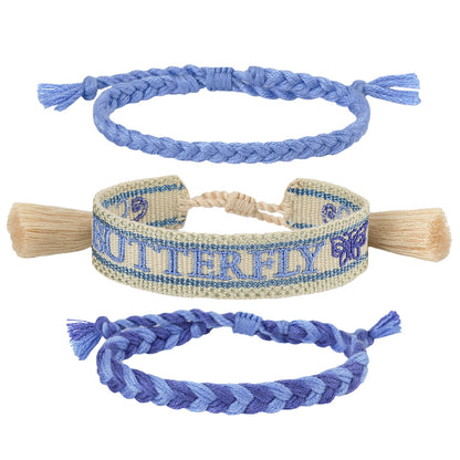 Women's Handmade Braided Rope Friendship Suit Fashion Letter Bracelets