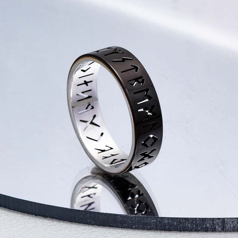 Nordic Popular Jewelry Hollow Viking Titanium Steel Rings