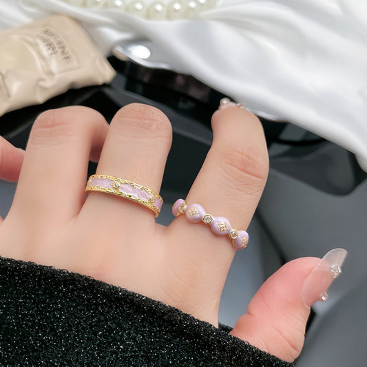 Purple Drip Glazed Open Female Temperament Rings