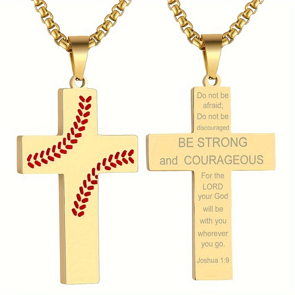 Baseball Boy Cross Stainless Steel Religious Pendants