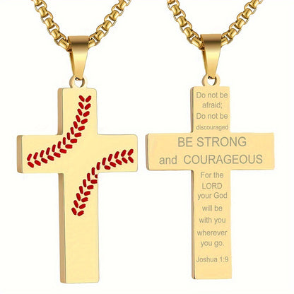 Baseball Boy Cross Stainless Steel Religious Pendants