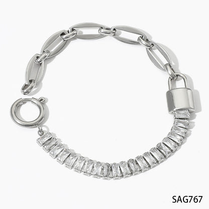 Women's Steel Exaggerated Design Wheat Chain Stitching Bracelets