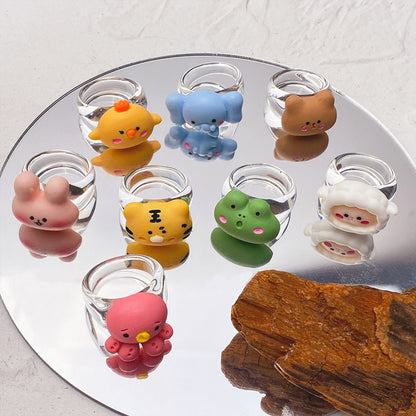 Animal Bear Frog Rabbit Elephant Resin Creative Rings