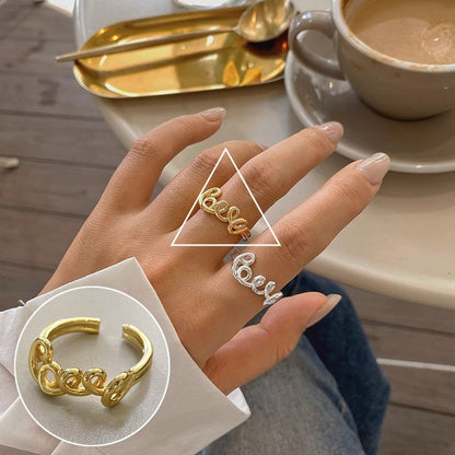 Line Cross Cord For Braiding Female Simple Irregular Wide Rings