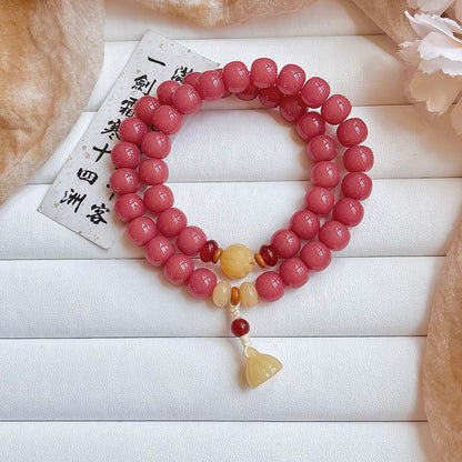 Women's Wu Lekvar Cherry Blossom Pink Ancient Style Bodhi Bracelets