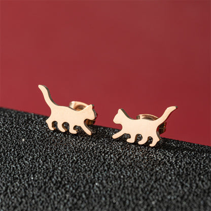 Fashion Small Ear Female Cute Stainless Steel Animal Pet Earrings