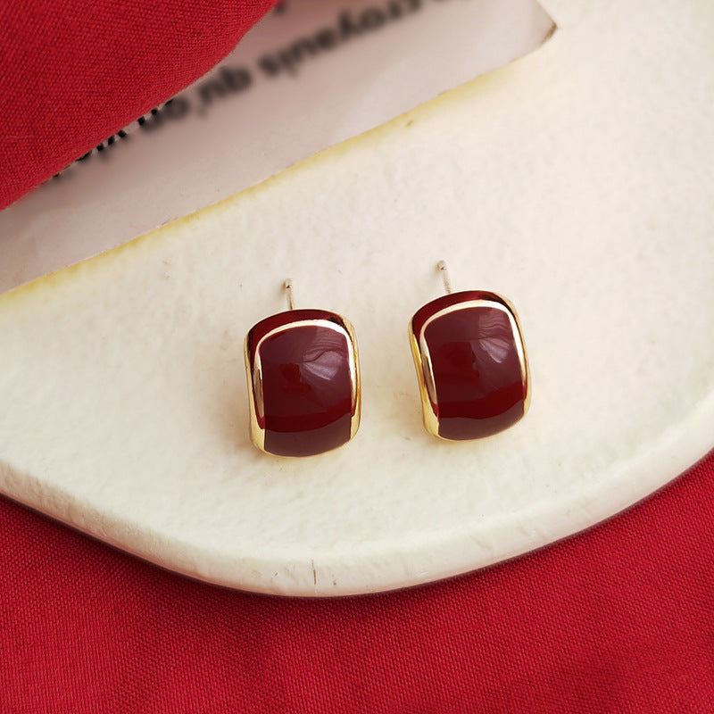 Fashionable Retro Red Series Niche Temperament Earrings