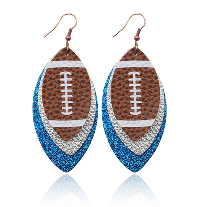 Sports Style Rugby Brown Leopard Print Earrings