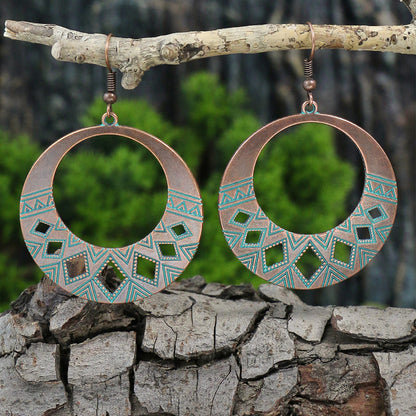 Style Geometric Round Personality Distressed Tribe Earrings