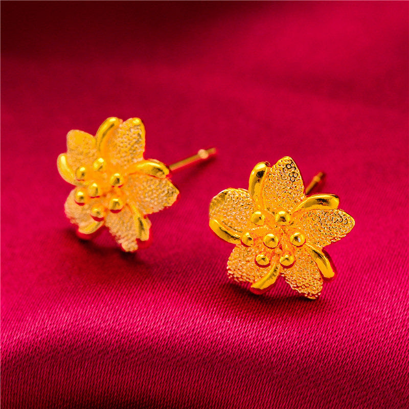 Gold-plated Fancy Vietnam Placer Gold Glazed Surface Earrings