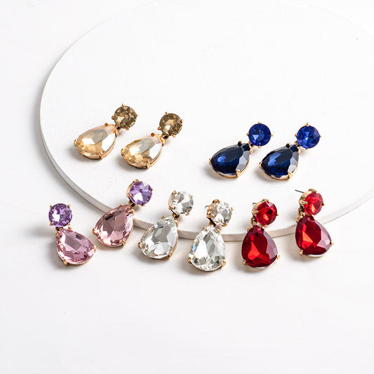 Women's Drop-shaped Rhinestone Fashionable Elegant Dress Accessories Earrings