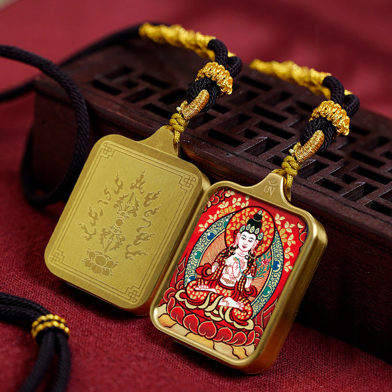 Women's & Men's Statue Of The Buddha Carry-on Yellow Wealth Bodhisattva Pendants