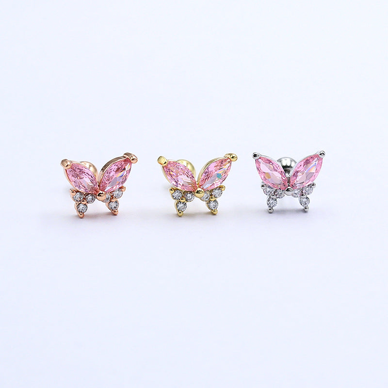 Korean Style Fashion Micro Inlaid Colorful Pink Purple Rings