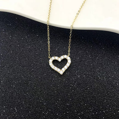 Heart Simple Elegant Romantic Beautiful Shiny Full Diamond Necklaces