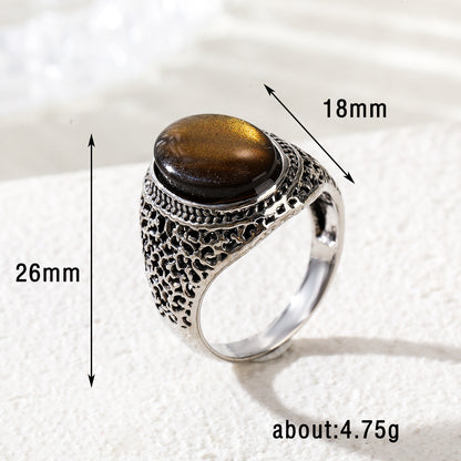 Women's & Men's Retro Personality Oval Tigereye Simple Fashion Rings