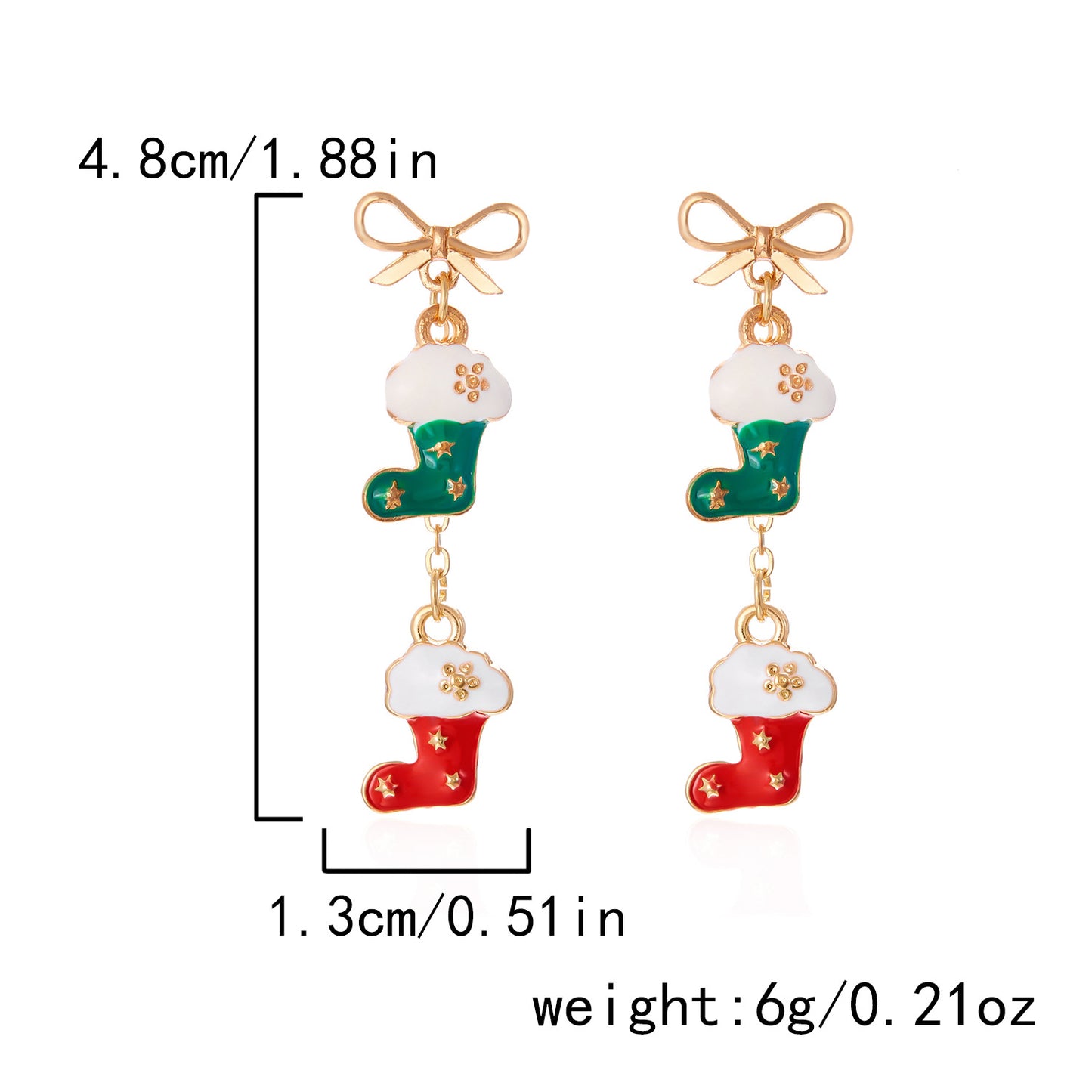 Christmas Tree Hat Santa Claus Asymmetric Earrings