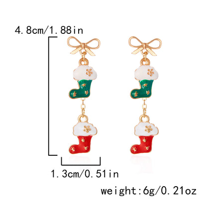 Christmas Tree Hat Santa Claus Asymmetric Earrings