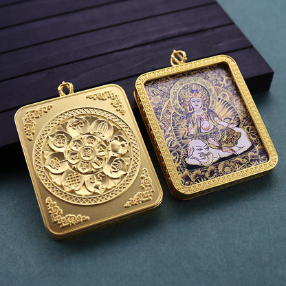 Gold Vajra Hand Painted Golden Outline Eight Patron Saints Pendants