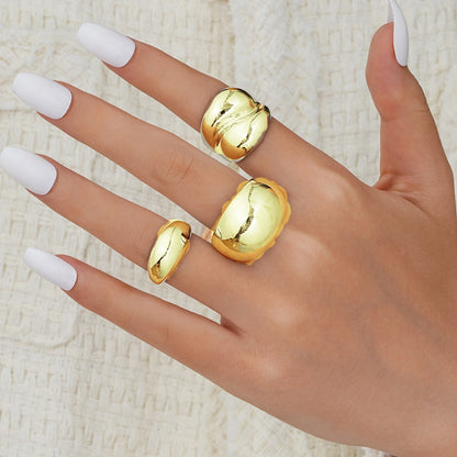 Women's Golden Irregular Opening Niche Trendy Set Graceful Rings