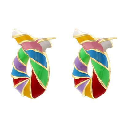 Oil Twisted Circle Personalized Sweet Cool Earrings