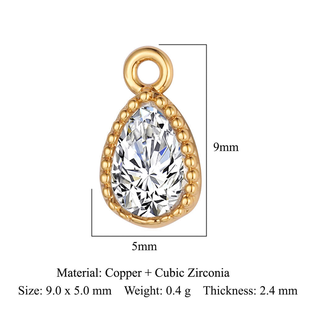 Drop Copper Zircon Square Ornament Accessories Pendants