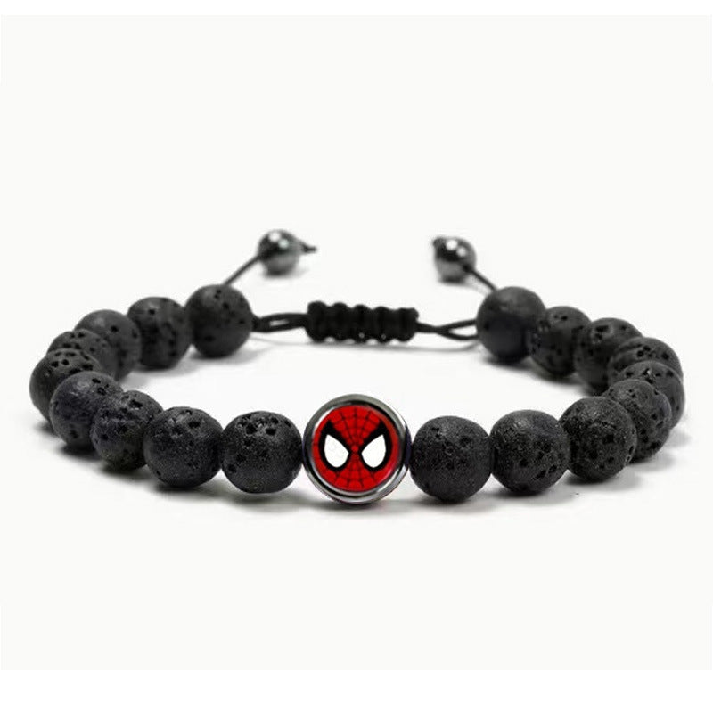 Men's Vintage Square Volcanic Rock Superman Obsidian Bracelets