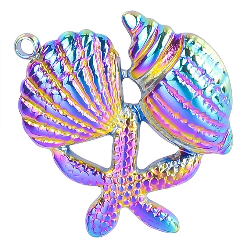 Stainless Steel Accessories Golden Starfish Conch Titanium Pendants