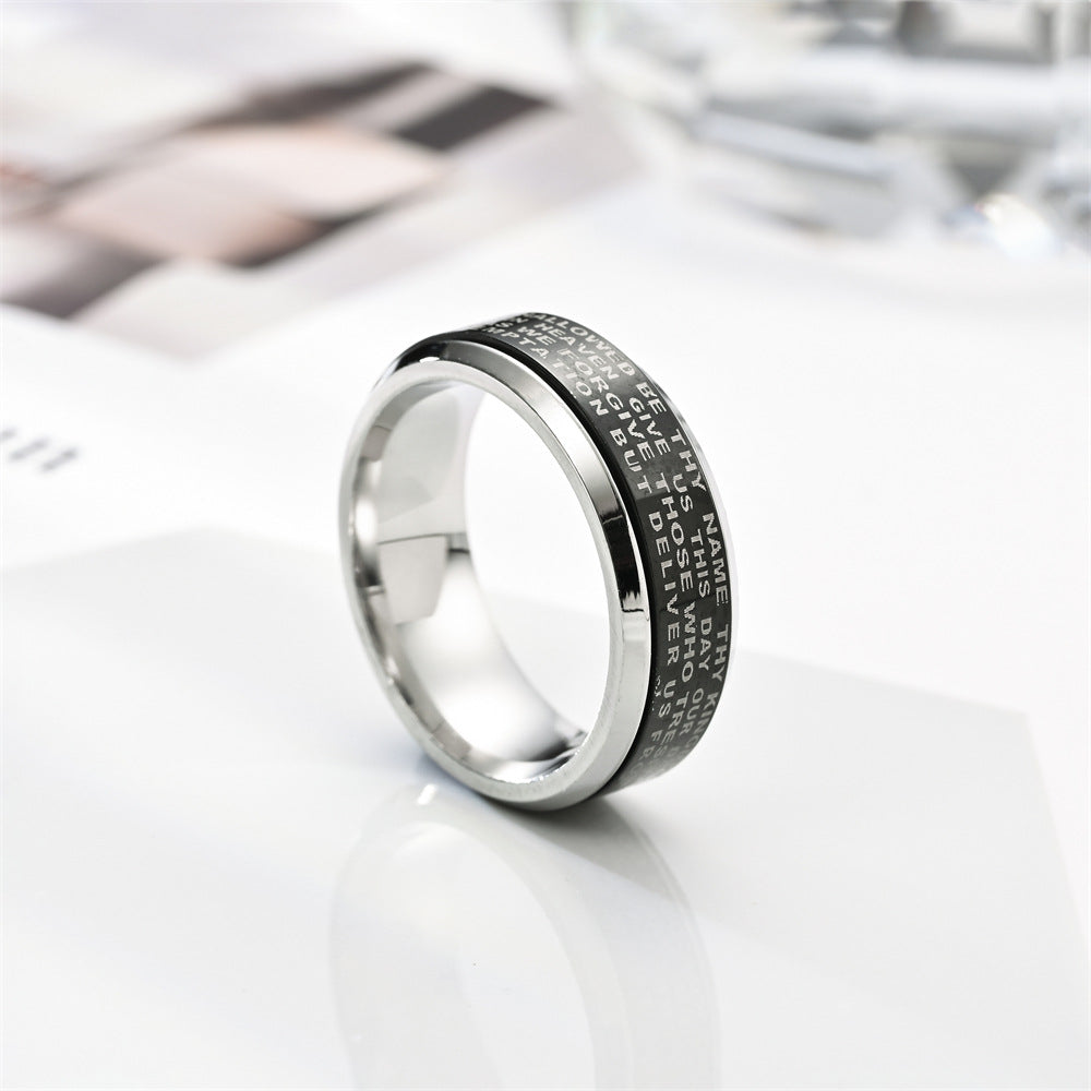 Men's Titanium Steel No Fading Rotatable Laser Rings