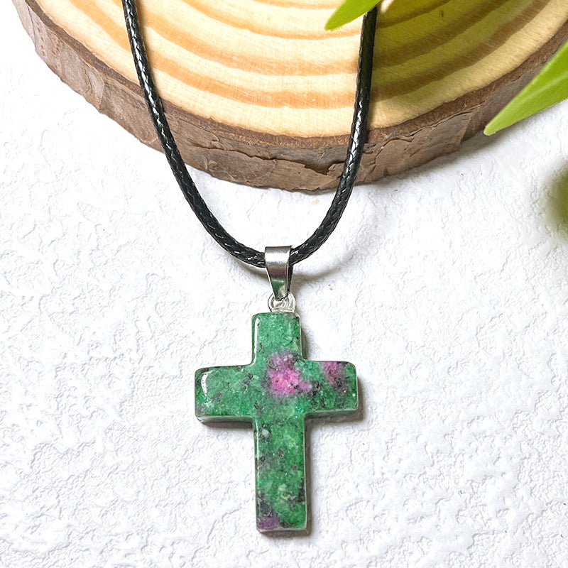 Crystal Cross Fashion Ornament Accessories Leather Rope Pendants