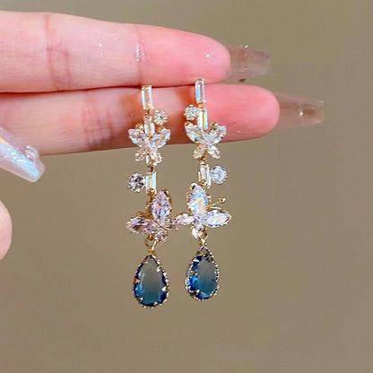 Super Fairy High-grade Full Diamond Long Elegant Earrings