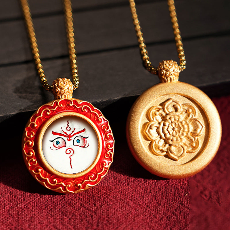 Three-dimensional Tibetan Style Fifth Master Brass Painted Wipe Pendants